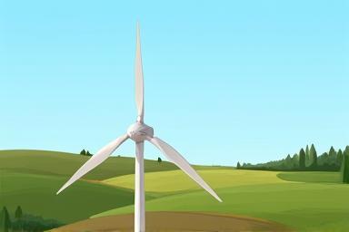 Photo of a small wind turbine in a rural setting